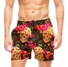 Short De Praia Shorts Banho Mauricinho Caveira Rosas 14