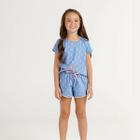 Short Doll Infantil Cor Com Amor Abacaxi Azul