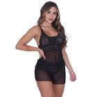 Short Doll Transparente Pijama em Tule sem Bojo Moda de Baixo - VF76