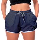 Short Feminino Azul Marinho Liso Básico Moda Praia Leve Verão Academia Corrida