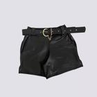 Short Feminino Cirrê Plus Size Com Cinto Removível - Preto