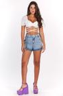 Short Feminino Estonado Vintage Planet Girls Jeans Claro