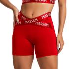 Short Feminino Poliamida Vermelho Com Elástico Massam Fitness