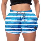 Short Feminino Tactel com Elástico e Cordão Ajustável Bolsos Laterais e Secagem Rápida Casual Praia ou Academia