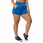 Short Fitness Feminino Poliamida Cirrê Canelado Cós Alto-