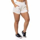 Short Fitness Feminino Poliamida Cirrê Canelado Cós Alto