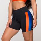 Short Fitness Poliamida com Faixa Laranja e Azul Londres