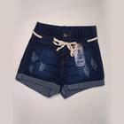 Short Jeans Com Tira Para Laço e Para Amarraçao na Cintura