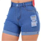 Short Jeans Feminino Cintura Alta Levanta Bumbum Sem Lycra