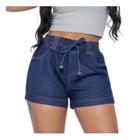 Short Jeans Feminino Cintura Alta Sem Lycra Cós Com Elastico