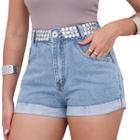 Short Jeans feminino Com pedraria bordada linha luxo