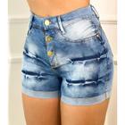 Short Jeans Feminino Curto Cintura Alta Lycra Levanta Bumbum