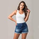 Short Jeans Feminino Disparate Barra Dobrada Conforto