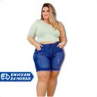 Short Jeans Feminino Plus Size Cintura Alta Lycra Elástico