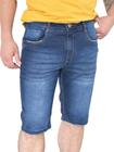 Short Jeans Masculino Elastano Liso Bermuda Lavagem Escura