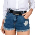 Short Jeans Feminino Cintura Alta Desfiado Curto Rasgado - Useconf