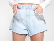 Short Jeans Vista Magalu c/ Correntes Cintura Alta