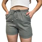 Short Linho Feminino Cós Elastico e Cordão Viscose Soltinho