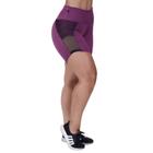 Short Meia Coxa Fitness Feminino Detalhe Tela Cirrê Textura Orbis - Vinho, M