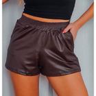 Short moda gringa cirre elástico na cintura feminino