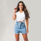 Short Mom Feminino Jeans Curto Cintura Alta Conforto Casual