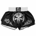 Short Muay Thai Kickboxing Caveira Tribal - Preto/Branco