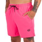 Short Praia Elastano Rosa Pink Neon Liso Masculino Premium