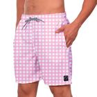 Short Praia Masculino W2 Xadrez Rosa Estampado Academia Caminhada Corrida Qualidade