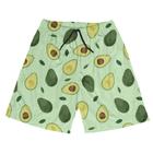 Short Praia Shorts Banho Bermuda Verão Abacate Fruta Verde Cartoon 167