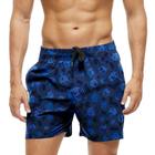 Short Praia Shorts Banho Bermuda Verão Animais Cartoon Azul Blue 649