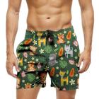 Short Praia Shorts Banho Bermuda Verão Animais Natureza Cartoon 1098