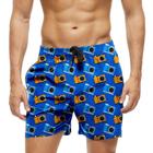 Short Praia Shorts Banho Bermuda Verão Câmeras Fotográficas Amarelo Laranja 1523