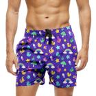 Short Praia Shorts Banho Bermuda Verão Cartoon Pato Estrelas Cartoon Arco-Íris 989