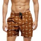 Short Praia Shorts Banho Bermuda Verão Coqueiros Folhas Cartoon 1600