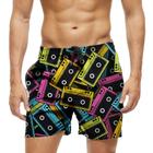 Short Praia Shorts Banho Bermuda Verão Discos Coloridos Música 777