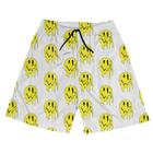 Short Praia Shorts Banho Bermuda Verão Emoj Amarelo Derretendo Cartoon 243