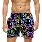 Short Praia Shorts Banho Bermuda Verão Emoji Neon Feliz Happy