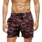 Short Praia Shorts Banho Bermuda Verão Emojis Atração Vermelho Cartoon 413