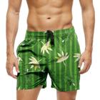 Short Praia Shorts Banho Bermuda Verão Folhas Natureza verde Green 1562