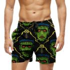 Short Praia Shorts Banho Bermuda Verão Frankestein Cartoon Terror 745