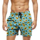 Short Praia Shorts Banho Bermuda Verão Girassol Flor Arte Folhas 1419