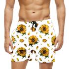 Short Praia Shorts Banho Bermuda Verão Girassol Flor Yellow Pétalas 1430