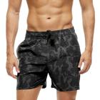 Short Praia Shorts Banho Bermuda Verão Manchas Monstro Preto Dark 467