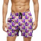 Short Praia Shorts Banho Bermuda Verão Monstro Pirulito Doce Cartoon 1160