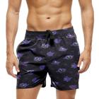 Short Praia Shorts Banho Bermuda Verão Nuvem Roxa Cartoon Monstro 363