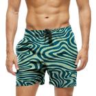 Short Praia Shorts Banho Bermuda Verão Ondas Verde Arte 595