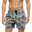 Short Praia Shorts Banho Bermuda Verão Plantas Folhas Cartoon 1603