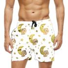 Short Praia Shorts Banho Bermuda Verão Ursinho Lua Cartoon Fun 1017