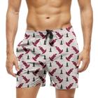 Short Praia Shorts Banho Bermuda Verão Velas Cartoon Vermelho Black 1374