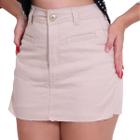 Short Saia cintura alta bege jeans